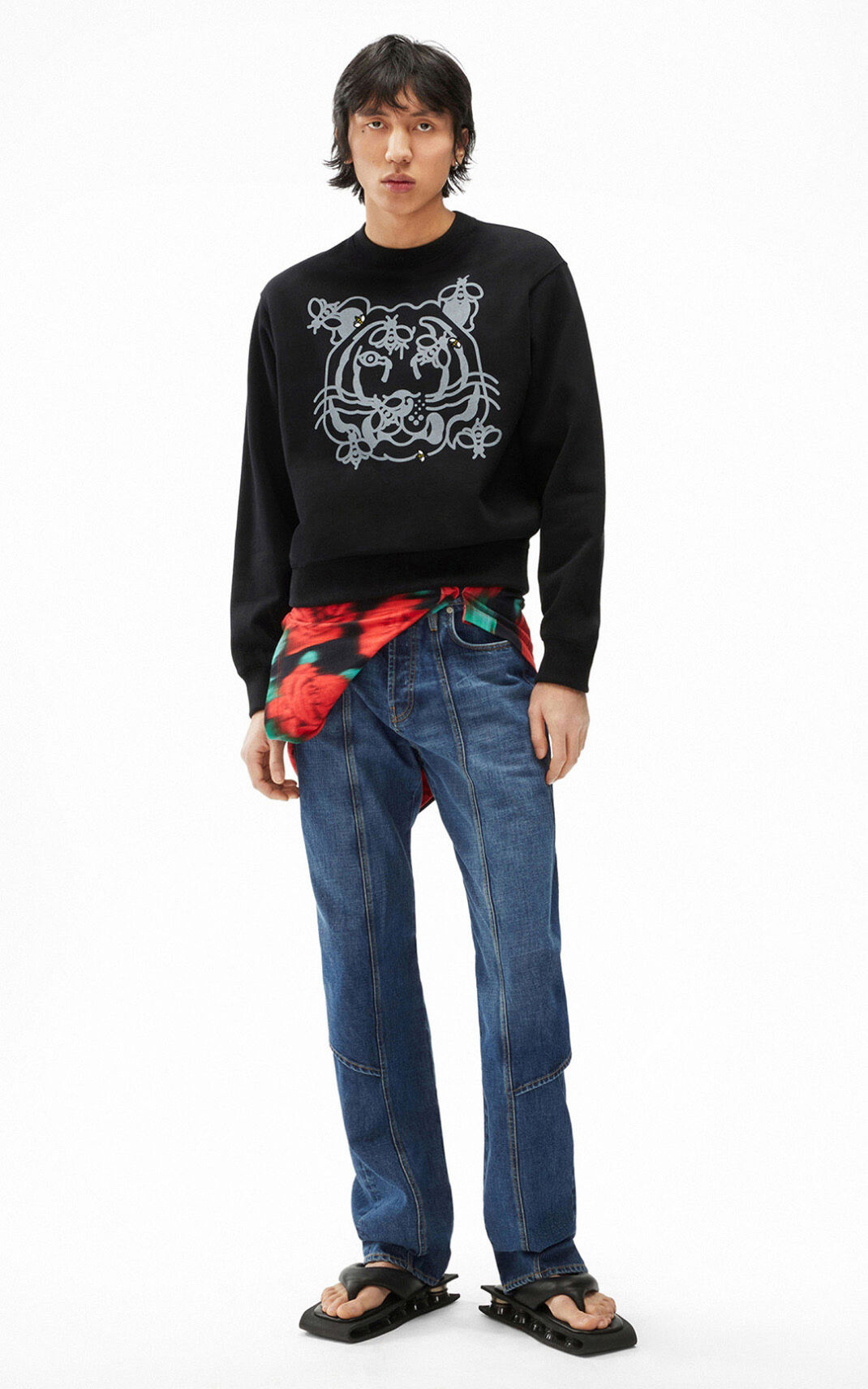 Kenzo Bee a Tiger Sweatshirt Erkek Siyah | 8067-MAZBF